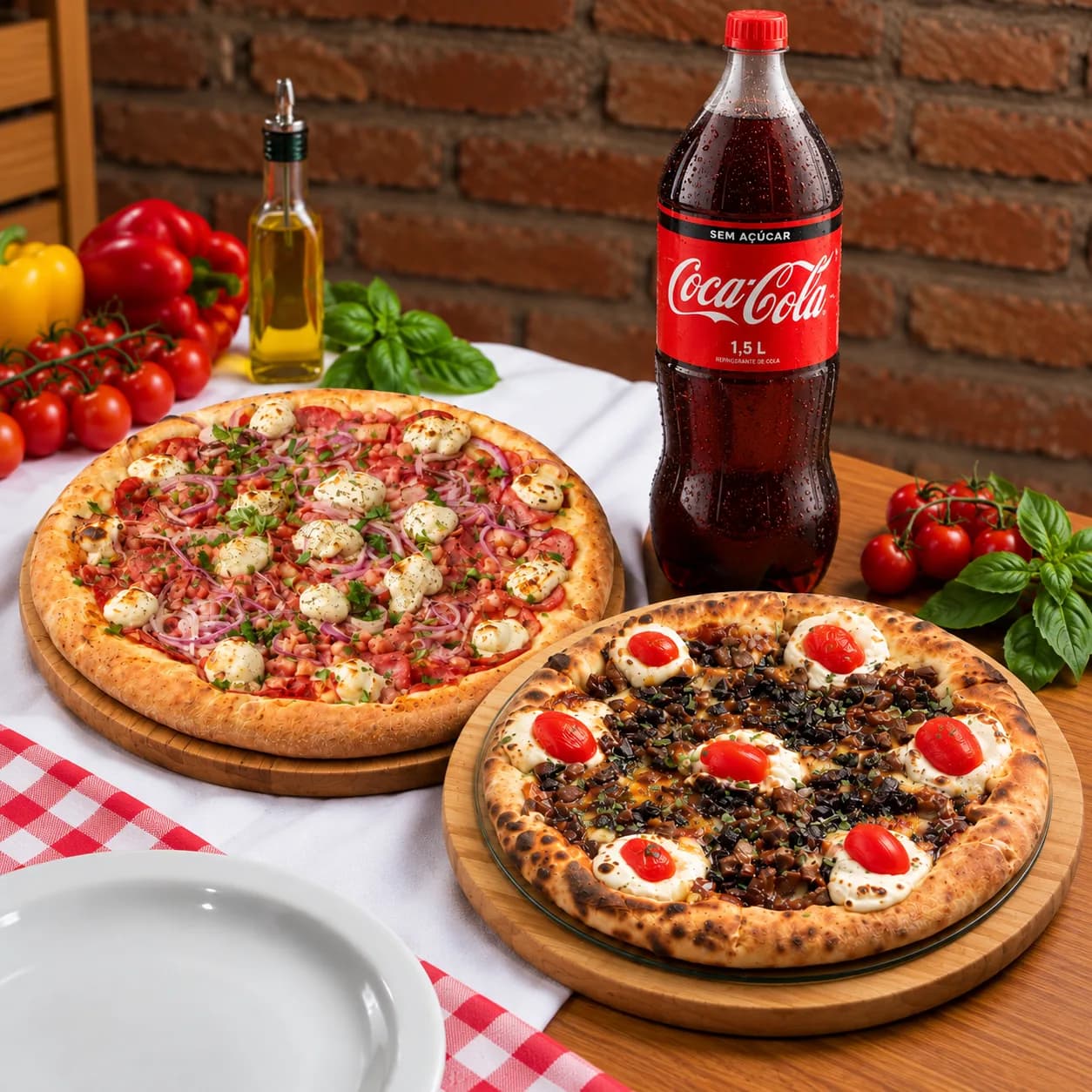 Supremo: Pizza G Calabresa Suprema + G Filé Paulista Suprema + Coca Cola 1,5L