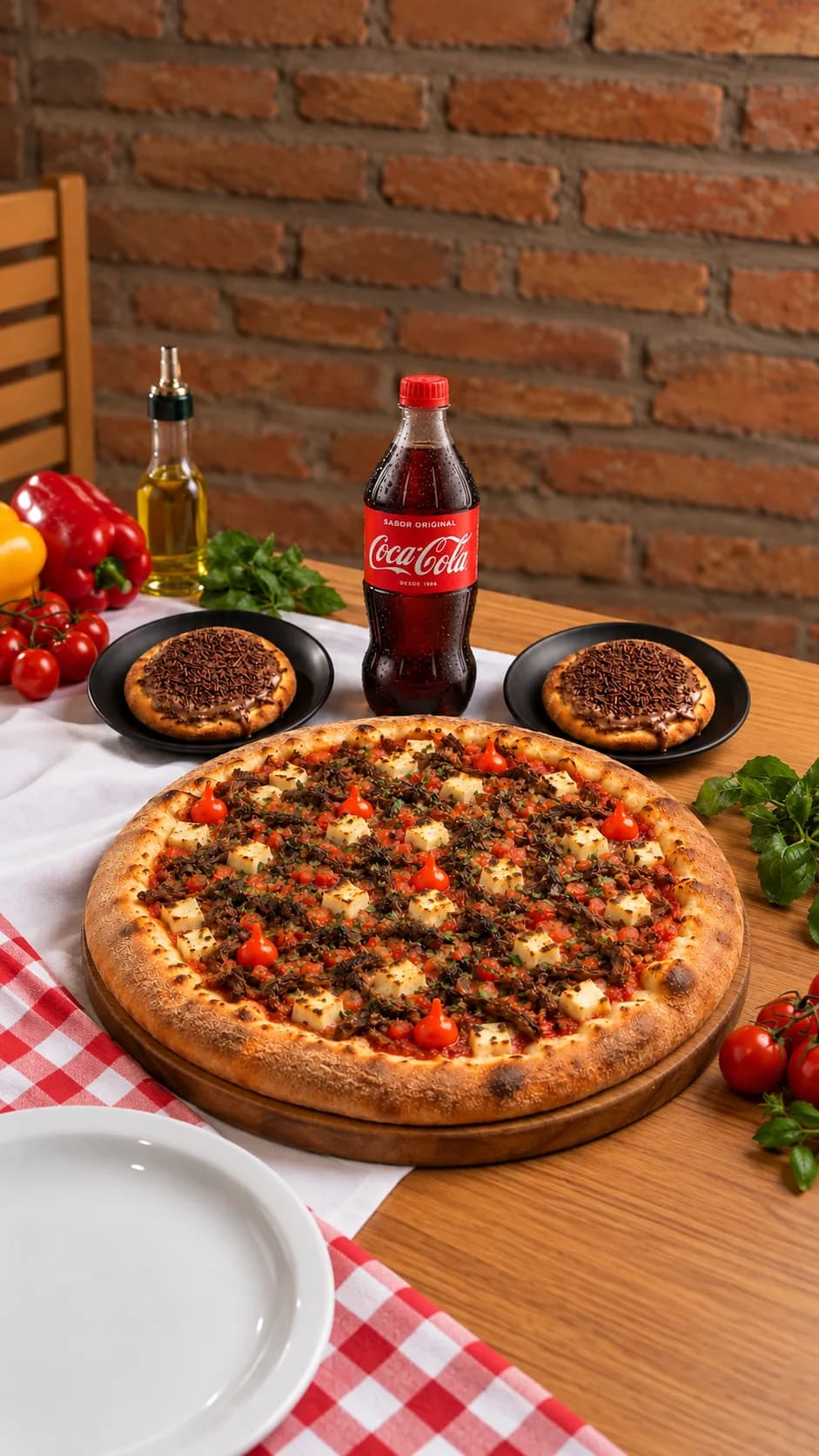 Baiano: Pizza M Calabresa Baianíssima + 2 Esfirras Matilda + Coca Cola 600ml