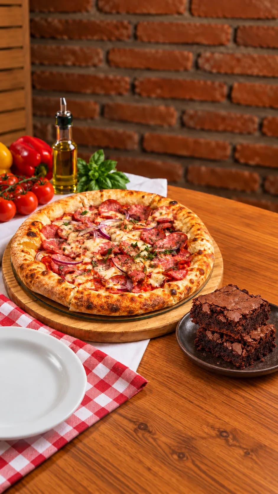 Doce Sertão: Pizza P Calabresa Especial + Brownie de brigadeiro