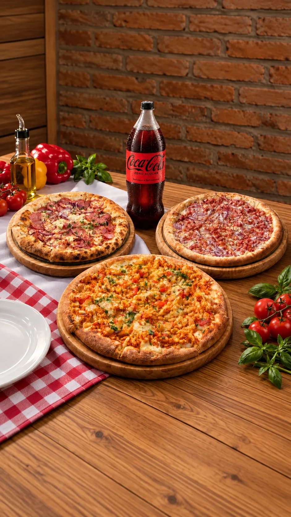 Casa Cheia: Pizza G Calabresa Especial + G Frango Especial + G Balakubana + Coca Cola 1,5L